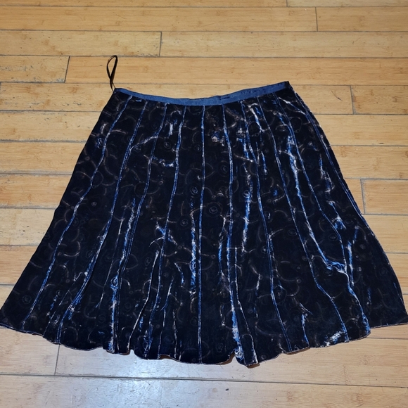 AK Anne Klein Skirt Women 18W Black Brown Abstract Print Silk Blend Zip Closure - Picture 2 of 4